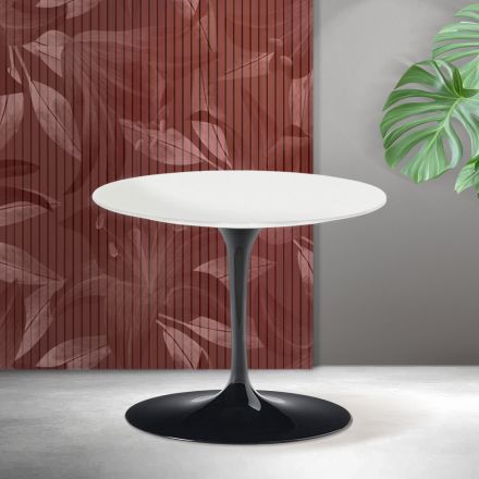 Tavolino Tulip Saarinen H 39 cm in Ceramica Florim Bianca Opaca - Scarlet Viadurini