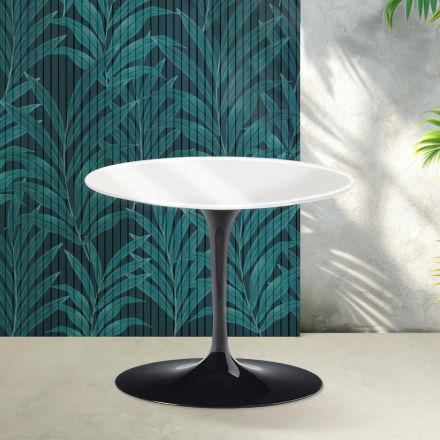 Tavolino Tulip Saarinen H 39 cm in Ceramica Florim Bianco Lucido - Scarlet Viadurini