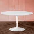 Tavolino Tulip Saarinen H 41 con Piano Ovale in Laminato Liquido Bianco Made in Italy - Scarlet