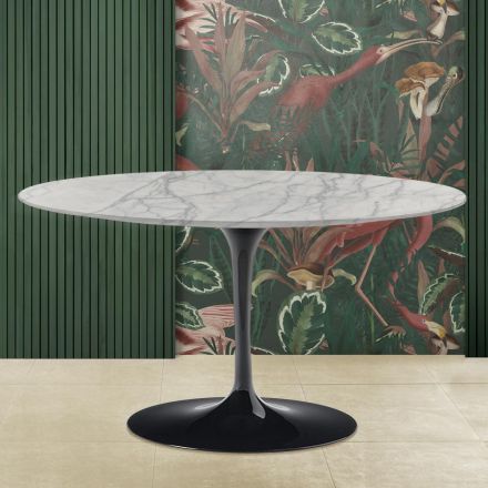 Tavolino Tulip Saarinen H 41 in Marmo di Carrara Statuarietto Made in Italy - Scarlet Viadurini
