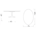 Tavolino Tulip Saarinen H 41 Ovale in Ceramica Statuario Altissimo Made in Italy - Scarlet Viadurini