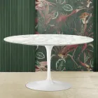 Tavolino Tulip Saarinen H 41 Ovale in Marmo di Carrara Made in Italy - Scarlet Viadurini