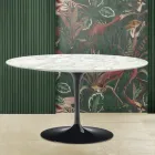 Tavolino Tulip Saarinen H 41 Ovale in Marmo di Carrara Made in Italy - Scarlet Viadurini