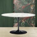 Tavolino Tulip Saarinen H 41 Ovale in Marmo di Carrara Made in Italy - Scarlet