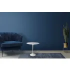 Tavolino Tulip Saarinen H 52 con Piano Ovale in Laminato Liquido Bianco Made in Italy - Scarlet Viadurini