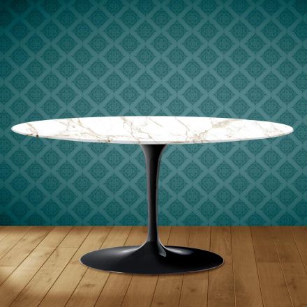 Tavolino Tulip Saarinen Ovale H 41 in Ceramica Entzo Made in Italy - Scarlet Viadurini