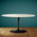 Tavolino Tulip Saarinen Ovale H 41 in Ceramica Marmorio Made in Italy - Scarlet