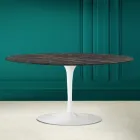 Tavolino Tulip Saarinen Ovale H 41 in Ceramica Noir Desire Made in Italy - Scarlet Viadurini