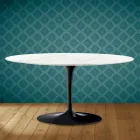 Tavolino Tulip Saarinen Ovale H 41 in Ceramica Rem Made in Italy - Scarlet Viadurini