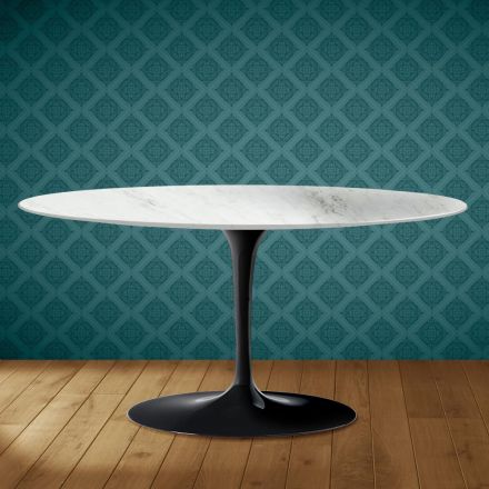 Tavolino Tulip Saarinen Ovale H 41 in Ceramica Salina Made in Italy - Scarlet Viadurini