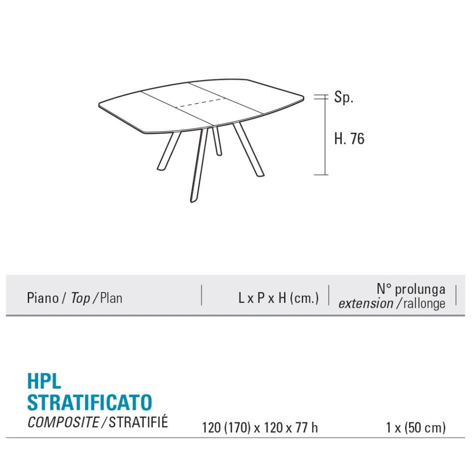 Tavolo a Botte Allungabile a 170 cm in HPL Stratificato - Convivio Viadurini