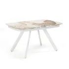 Tavolo Allungabile 140/210x90 cm in Pietra Sinterizzata Effetto Marmo - Atrio Viadurini