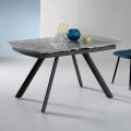 Tavolo Allungabile 140/210x90 cm in Pietra Sinterizzata Effetto Marmo - Atrio