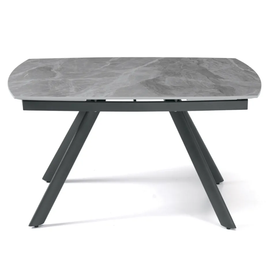 Tavolo Allungabile 140/210x90 cm in Pietra Sinterizzata Effetto Marmo - Atrio Viadurini
