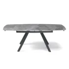 Tavolo Allungabile 140/210x90 cm in Pietra Sinterizzata Effetto Marmo - Atrio Viadurini