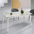 Tavolo Allungabile 160/240x90 cm in Pietra Sinterizzata Effetto Marmo - Samus Viadurini