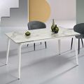 Tavolo Allungabile 160/240x90 cm in Pietra Sinterizzata Effetto Marmo - Samus