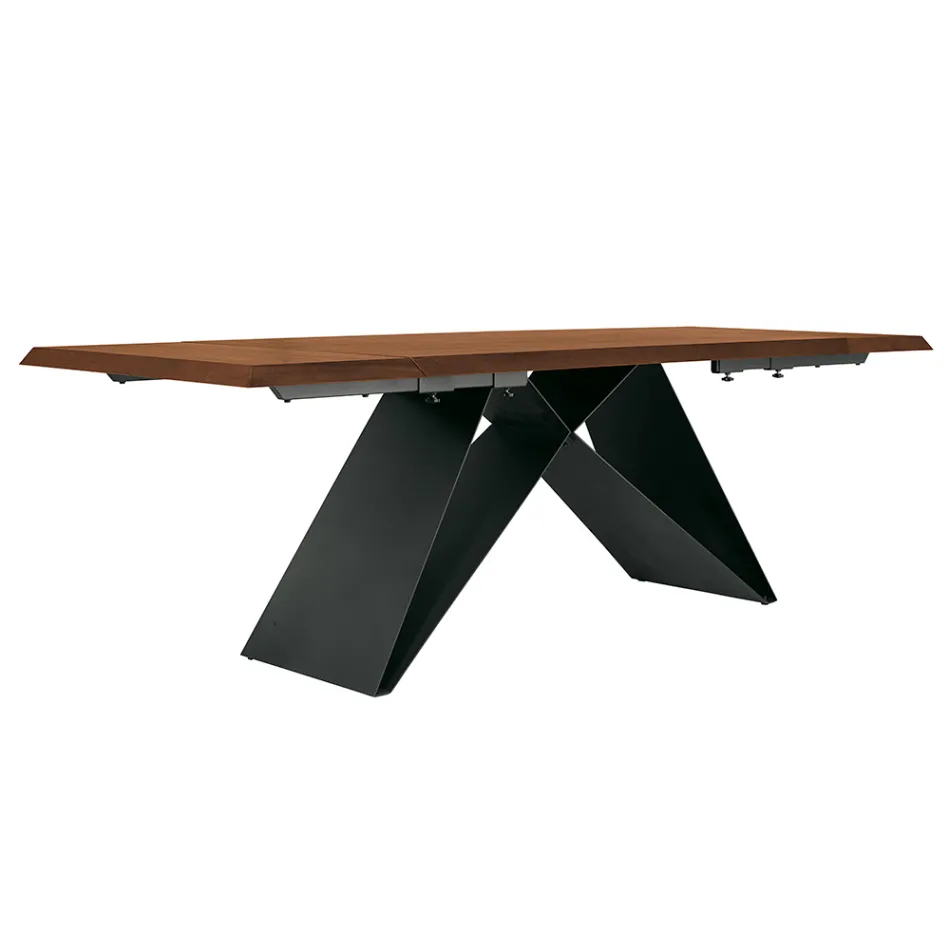 Tavolo Allungabile 160/240x90 cm Realizzato in Noce e Ferro - Nodo Viadurini