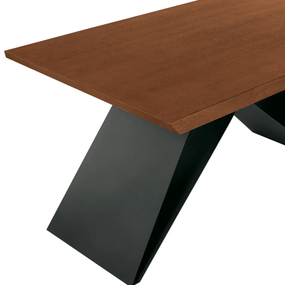 Tavolo Allungabile 160/240x90 cm Realizzato in Noce e Ferro - Nodo Viadurini