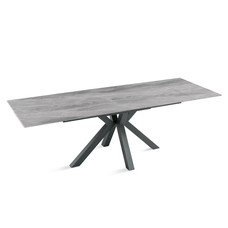 Tavolo Allungabile 160/240x91 cm in Pietra Sinterizzata Effetto Marmo - Palazzo Viadurini