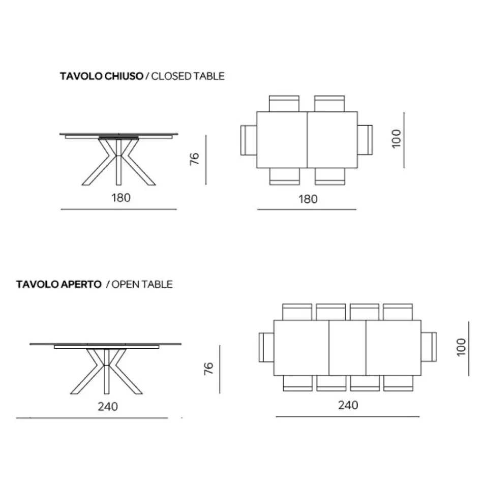 Tavolo Allungabile 180/240x100 cm in Pietra Sinterizzata Effetto Marmo - Loggia Viadurini