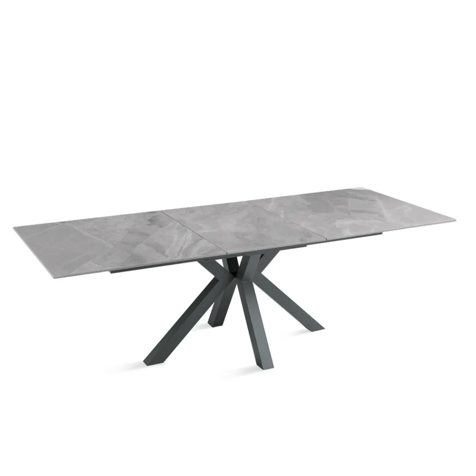 Tavolo Allungabile 180/240x100 cm in Pietra Sinterizzata Effetto Marmo - Loggia Viadurini