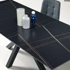 Tavolo Allungabile 180/240x100 cm in Pietra Sinterizzata Effetto Marmo - Loggia Viadurini