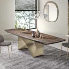 Tavolo Allungabile 200/300x100 in Rovere Impiallacciato e Metallo - Incrocio Viadurini
