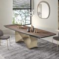 Tavolo Allungabile 200/300x100 in Rovere Impiallacciato e Metallo - Incrocio