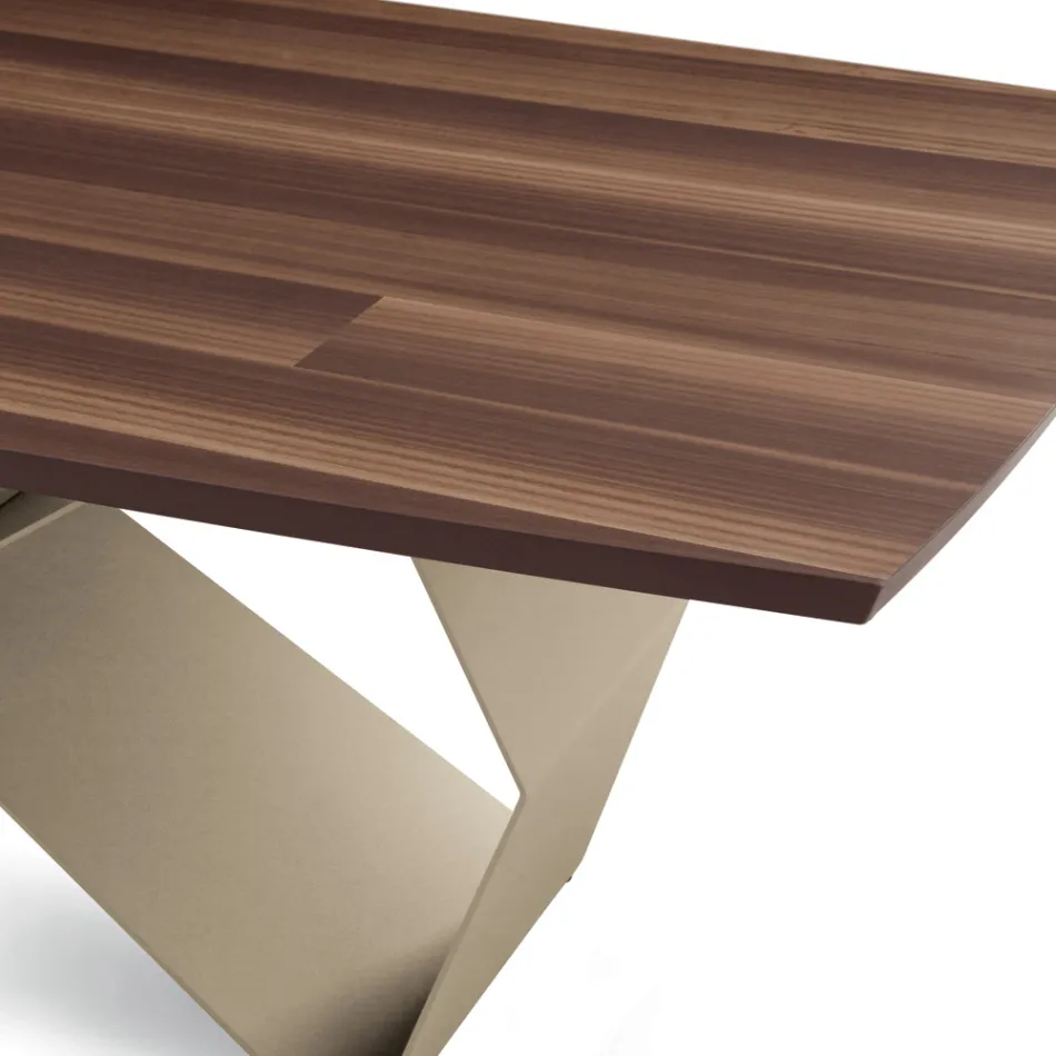 Tavolo Allungabile 200/300x100 in Rovere Impiallacciato e Metallo - Incrocio Viadurini