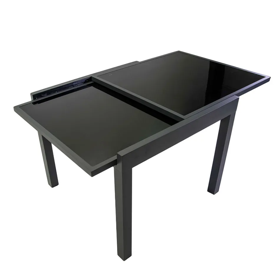 Tavolo Allungabile a 180 cm o 220 cm con Piano in Vetro Temprato - Cartellina Viadurini