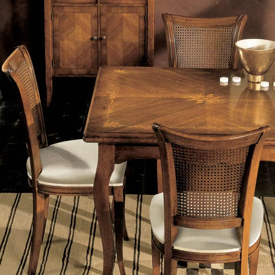 Tavolo Allungabile a 200 cm con 4 Sedie in Legno Bassano Made in Italy - Ambra Viadurini