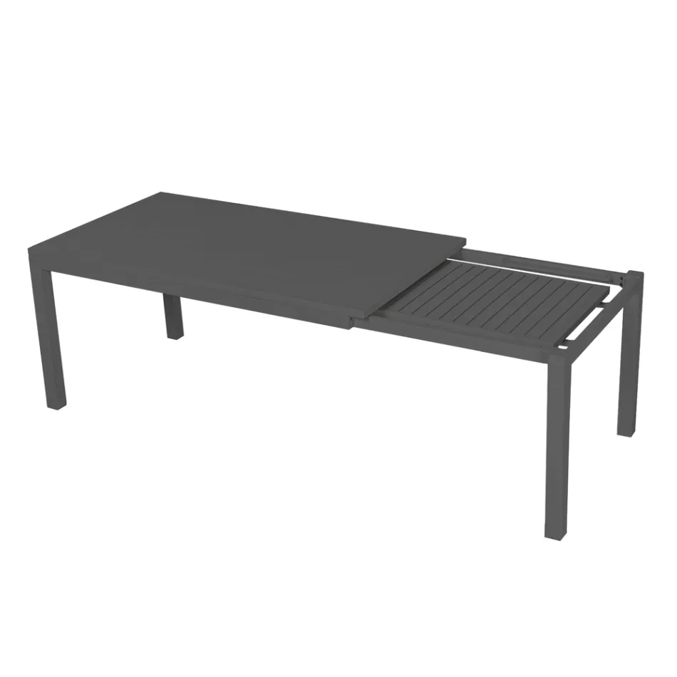 Tavolo Allungabile a 220 cm in Alluminio Antracite per il Giardino - Forbici Viadurini