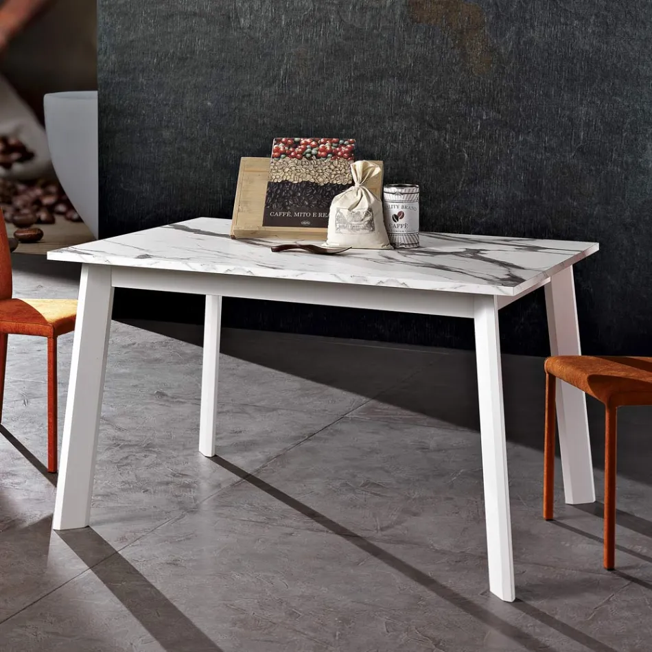 Tavolo Allungabile a 220 cm in Faggio e Melaminico Made in Italy - Toles Viadurini