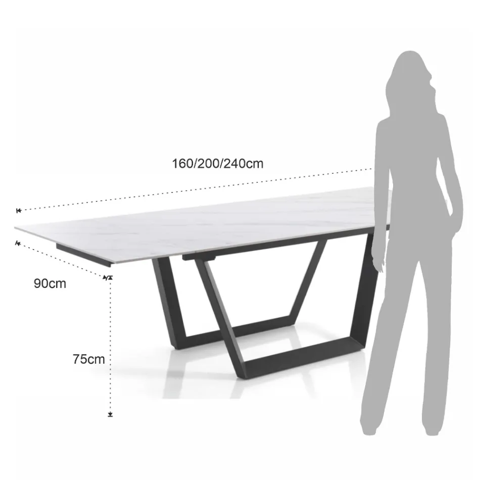 Tavolo Allungabile a 240 cm in Acciaio Grigio - Bonito Viadurini