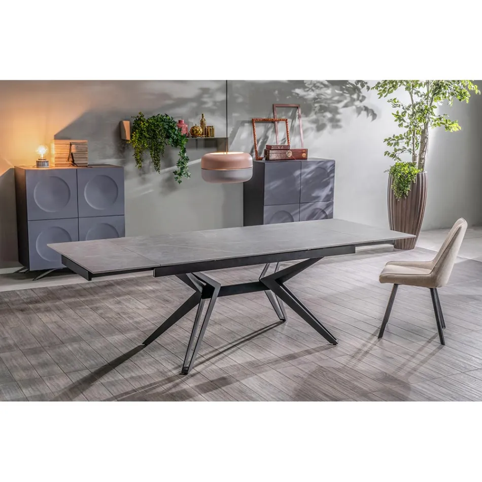 Tavolo Allungabile a 240 cm in Ceramica e Metallo - Bouquet Viadurini