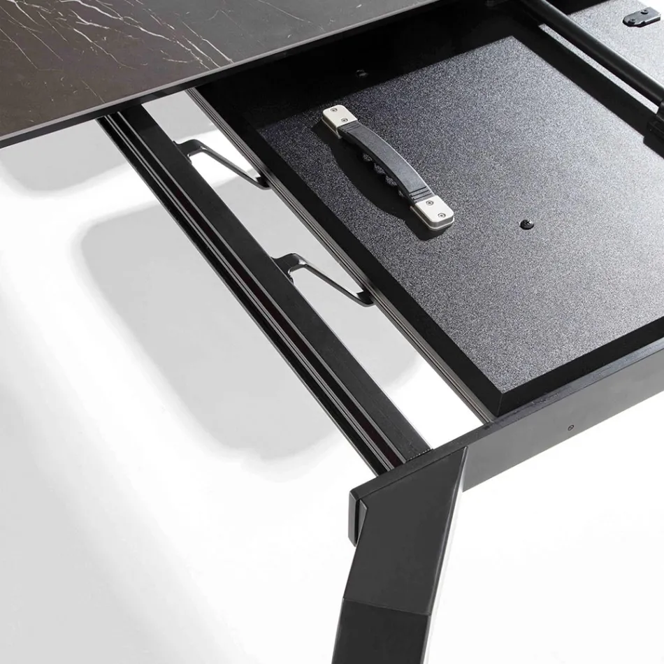 Tavolo Allungabile a 240 cm in Metallo e Piano in Vetro Ceramica - Lumera Viadurini