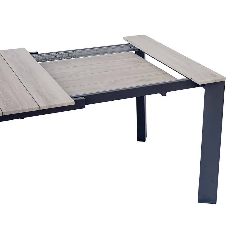 Tavolo Allungabile a 276 cm con in Alluminio Effetto Legno - Ovara Viadurini