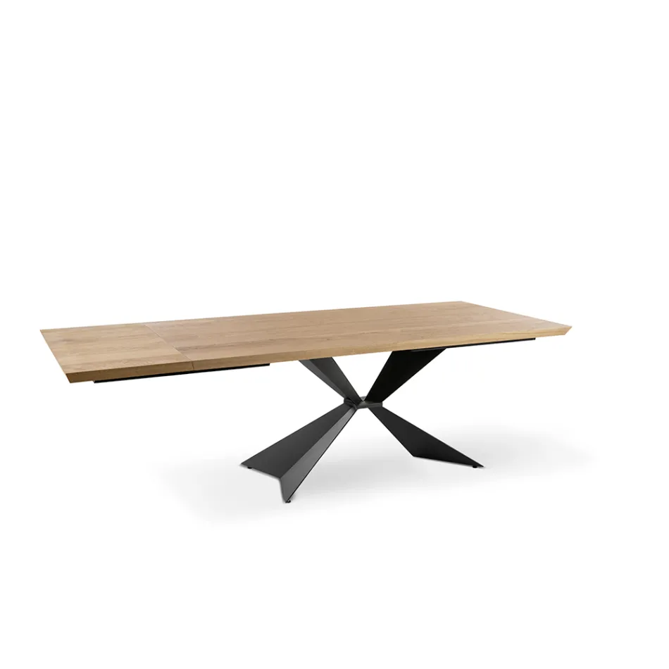 Tavolo Allungabile a 300 cm con Base in Metallo e Piano in Rovere - Marina Viadurini