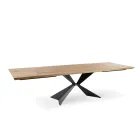 Tavolo Allungabile a 300 cm con Base in Metallo e Piano in Rovere - Marina Viadurini