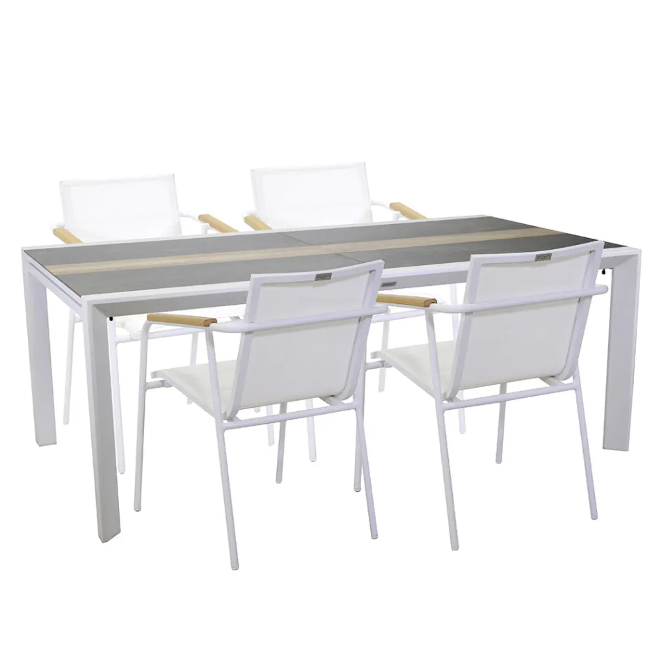 Tavolo Allungabile a 300 cm in Alluminio con Inserto in HPL - Righello Viadurini