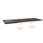 Tavolo Allungabile a 300 cm in Rovere e Base in Vetro Temperato - Nicoall Viadurini