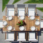 Tavolo Allungabile a Farfalla a 210 cm in Alluminio e Piano in Teak - Incanto Viadurini