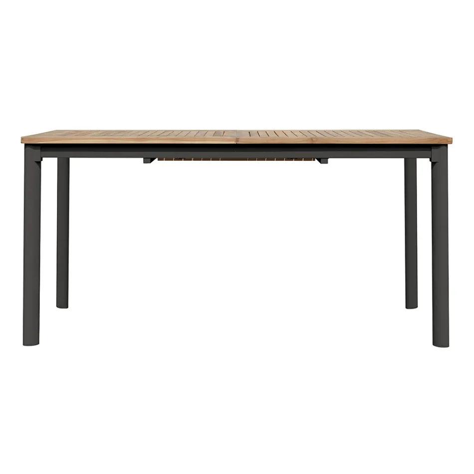 Tavolo Allungabile a Farfalla a 210 cm in Alluminio e Piano in Teak - Incanto Viadurini
