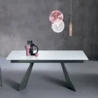 Tavolo Allungabile con Allunga Laterale in Vetro Finitura Latte - Aperol Viadurini