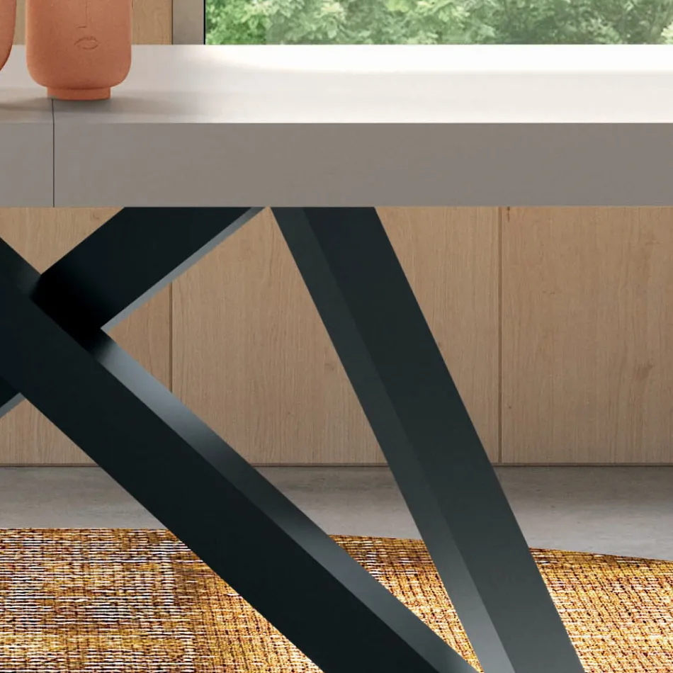 Tavolo Allungabile con Apertura Centrale Sincronizzata in Laminato - Settimmio  Viadurini