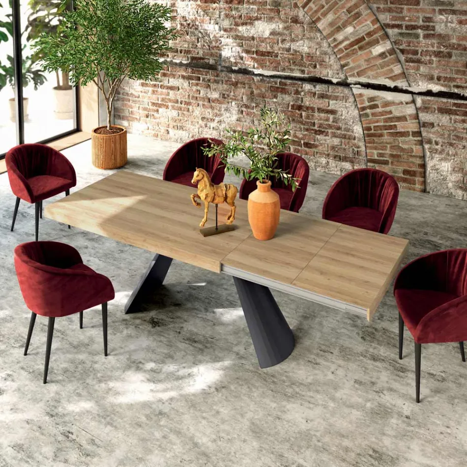Tavolo Allungabile con Apertura Laterale Sincronizzata Made in Italy - Occhiali Viadurini