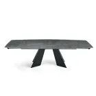 Tavolo Allungabile con Base in Metallo e Piano in Vetro Rigato Made in Italy - Lumo Viadurini
