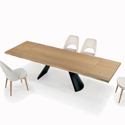 Tavolo Allungabile con Bordo Scortecciato Irregolare Made in Italy - Occhiali Viadurini