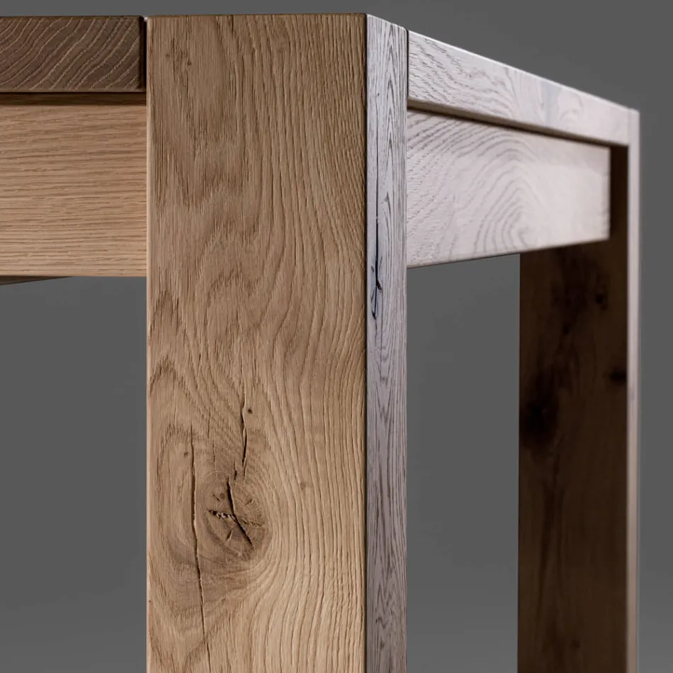 Tavolo Allungabile con Gambe e Piano Impiallacciati Made in Italy - Tash Viadurini